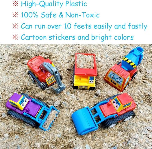 مجموعة من 12 شاحنة بناء صغيرة متنوعة من توكروب 5.08 سم - بيضة عيد الفصح المثالية وبيض بيناتا - هدية للأطفال الصغار الأولاد والبنات والأطفال - مجموعة لعب سيارة سحب للخلف والذهب. in Kuwait