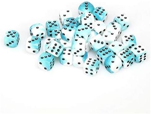 مجموعة نرد Chessex DND - نرد Chessex D&D - 12 مم الجوزاء الأبيض والأزرق المخضر والأسود مجموعة نرد متعدد السطوح من البلاستيك - الزنزانات والتنينات النرد 36 نرد - D6، متنوع (CHX26844) in Saudi Arabia