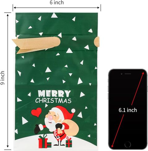 حقيبة هدايا عيد الميلاد من كروكل مع بطاقة | حقيبة خضراء بتصميم سانتا كلوز | عيد ميلاد سعيد وسنة جديدة سعيدة | هدايا للأصدقاء والعائلة والتزيين in Kuwait