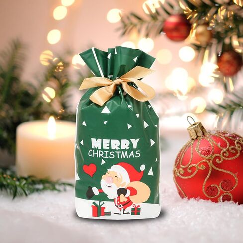 حقيبة هدايا عيد الميلاد من كروكل مع بطاقة | حقيبة خضراء بتصميم سانتا كلوز | عيد ميلاد سعيد وسنة جديدة سعيدة | هدايا للأصدقاء والعائلة والتزيين in Kuwait
