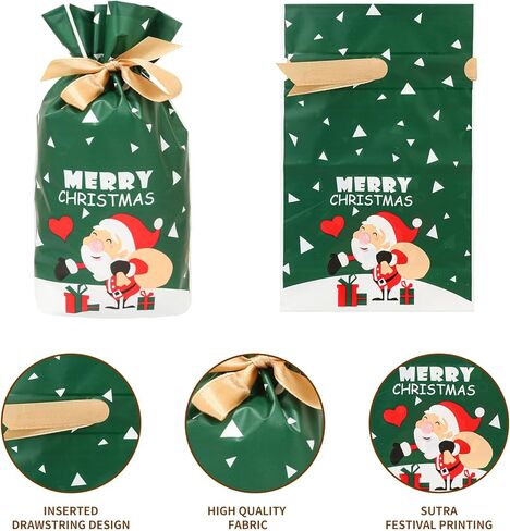 حقيبة هدايا عيد الميلاد من كروكل مع بطاقة | حقيبة خضراء بتصميم سانتا كلوز | عيد ميلاد سعيد وسنة جديدة سعيدة | هدايا للأصدقاء والعائلة والتزيين in Kuwait