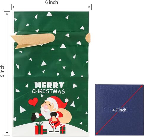 حقيبة هدايا عيد الميلاد من كروكل مع بطاقة | حقيبة خضراء بتصميم سانتا كلوز | عيد ميلاد سعيد وسنة جديدة سعيدة | هدايا للأصدقاء والعائلة والتزيين in Kuwait