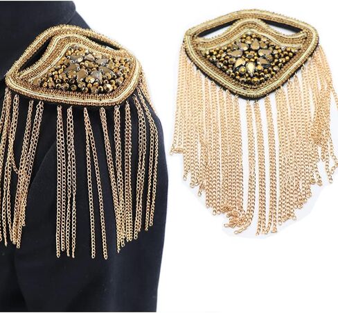 1 Pair Crystal Tassel Shoulder Epaulets, Sparking Shoulder Badge, Silver in Kuwait
