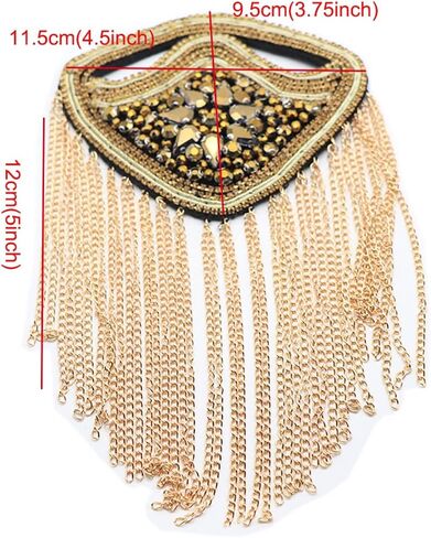 1 Pair Crystal Tassel Shoulder Epaulets, Sparking Shoulder Badge, Silver in Kuwait