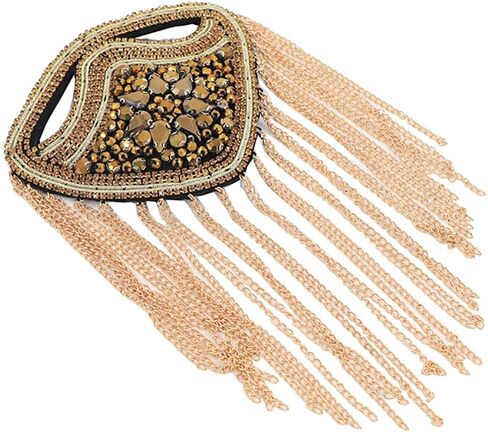1 Pair Crystal Tassel Shoulder Epaulets, Sparking Shoulder Badge, Silver in Kuwait