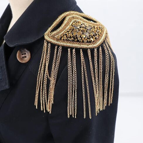 1 Pair Crystal Tassel Shoulder Epaulets, Sparking Shoulder Badge, Silver in Kuwait