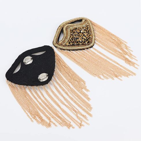 1 Pair Crystal Tassel Shoulder Epaulets, Sparking Shoulder Badge, Silver in Kuwait