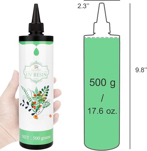 راتينج الأشعة فوق البنفسجية - ترقية 500 جرام من راتنجات الإيبوكسي الصلبة الشفافة الكريستالية المعالجة بالأشعة فوق البنفسجية لصناعة المجوهرات، قالب الراتنج، الصب - علاج شمسي شفاف من أشعة الشمس، راتنج رقيق منشط للقلادة، الحرف اليدوية اليدوية in Kuwait