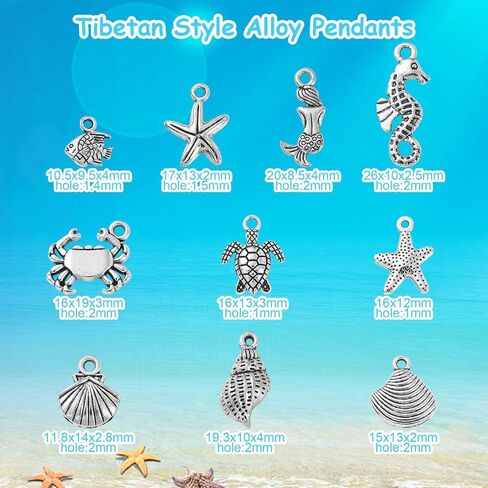 DanLingJewelry 100 قطعة من دلايات حورية البحر المختلطة على شكل المحيط سيلفي دلايات على شكل حورية البحر الصغيرة لنتائج صنع المجوهرات بنفسك in Kuwait