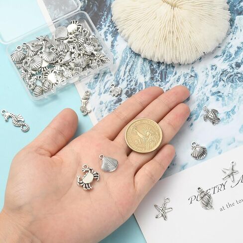 DanLingJewelry 100 قطعة من دلايات حورية البحر المختلطة على شكل المحيط سيلفي دلايات على شكل حورية البحر الصغيرة لنتائج صنع المجوهرات بنفسك in Kuwait