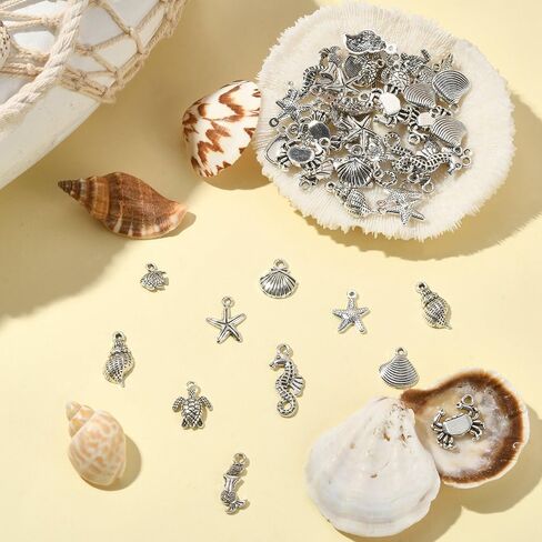 DanLingJewelry 100 قطعة من دلايات حورية البحر المختلطة على شكل المحيط سيلفي دلايات على شكل حورية البحر الصغيرة لنتائج صنع المجوهرات بنفسك in Kuwait