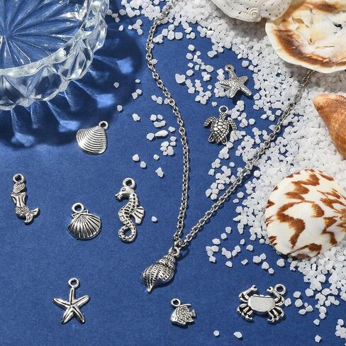 DanLingJewelry 100 قطعة من دلايات حورية البحر المختلطة على شكل المحيط سيلفي دلايات على شكل حورية البحر الصغيرة لنتائج صنع المجوهرات بنفسك in Kuwait