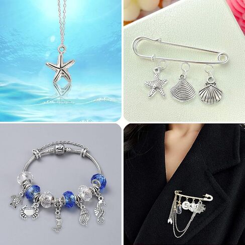 DanLingJewelry 100 قطعة من دلايات حورية البحر المختلطة على شكل المحيط سيلفي دلايات على شكل حورية البحر الصغيرة لنتائج صنع المجوهرات بنفسك in Kuwait