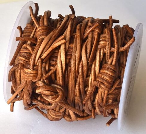 Vintage Tan Faux Barbed Wire 3 Ply 1.8mm Leather Cord 5-Meter Spool by Greek Crafts in Saudi Arabia