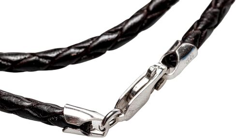 قلادة من الجلد المضفر من CRAFT WIRE مع مشبك من الفضة الإسترليني عيار 925 مطلي بالروديوم صنع في الولايات المتحدة الأمريكية in Kuwait