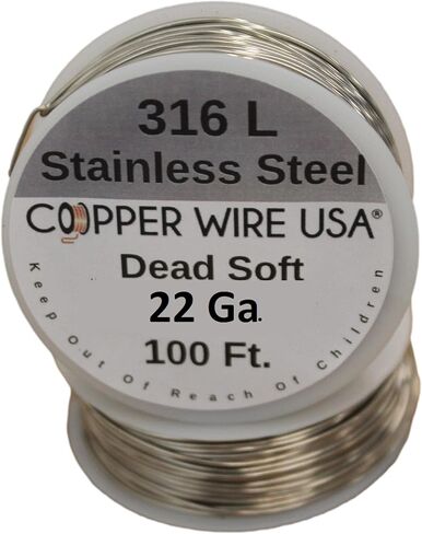 22Ga من الفولاذ المقاوم للصدأ - سلك دائري 316L - بكرة 100 قدم - ناعمة جدًا in Kuwait