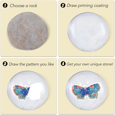 28 قطعة من صخور النهر للطلاء، 6 باوند 2-3 انش صخور كبيرة طبيعية للطلاء، صخور رسم حرفية مسطحة و12 فرشاة طلاء، احجار لطيفة لهدايا الكريسماس والحرف اليدوية والديكور in Kuwait