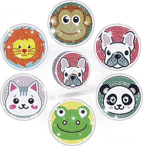 مجموعة من 6 قطع من قواعد الأكواب الماسية مع حامل DIY مجموعة الأكواب الفنية الماسية مجموعة ماندالا والنقاط الماسية للمبتدئين مع الطلاء الماسي والجواهر الفنية مجموعات الفن والحرف اليدوية هدية in Kuwait