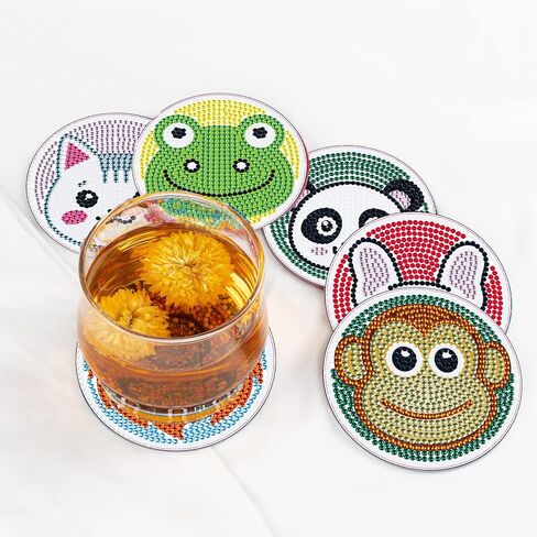 مجموعة من 6 قطع من قواعد الأكواب الماسية مع حامل DIY مجموعة الأكواب الفنية الماسية مجموعة ماندالا والنقاط الماسية للمبتدئين مع الطلاء الماسي والجواهر الفنية مجموعات الفن والحرف اليدوية هدية in Kuwait