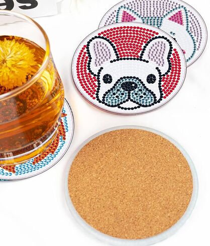 مجموعة من 6 قطع من قواعد الأكواب الماسية مع حامل DIY مجموعة الأكواب الفنية الماسية مجموعة ماندالا والنقاط الماسية للمبتدئين مع الطلاء الماسي والجواهر الفنية مجموعات الفن والحرف اليدوية هدية in Kuwait