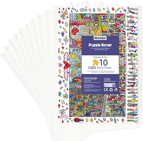 اكياس تخزين احجية شفافة من ناريولار (10 قطع، 31.5 × 21.7 انش) - منظم مقاوم للغبار وواقي لـ 1000 قطعة من الاحجيات in Kuwait