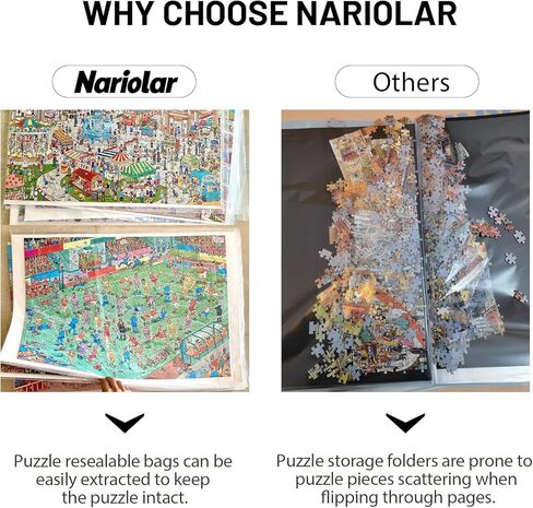 اكياس تخزين احجية شفافة من ناريولار (10 قطع، 31.5 × 21.7 انش) - منظم مقاوم للغبار وواقي لـ 1000 قطعة من الاحجيات in Kuwait