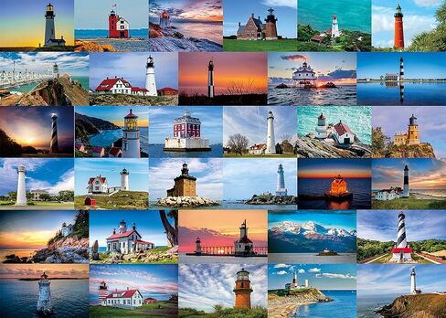 احجية منارة للبالغين من 1000 قطعة، احجية الشاطئ تضم 33 منارة امريكية مشهورة، احجية الصور المقطوعة للمنارة تصلح كهدية للمنارة in Kuwait