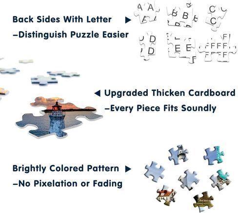 احجية منارة للبالغين من 1000 قطعة، احجية الشاطئ تضم 33 منارة امريكية مشهورة، احجية الصور المقطوعة للمنارة تصلح كهدية للمنارة in Kuwait