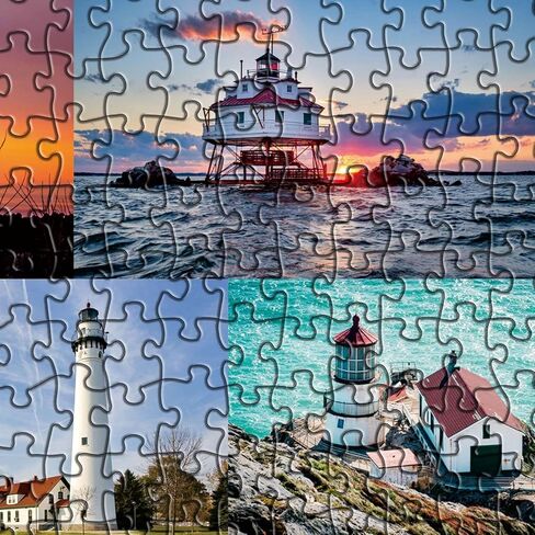 احجية منارة للبالغين من 1000 قطعة، احجية الشاطئ تضم 33 منارة امريكية مشهورة، احجية الصور المقطوعة للمنارة تصلح كهدية للمنارة in Kuwait