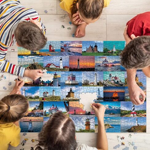 احجية منارة للبالغين من 1000 قطعة، احجية الشاطئ تضم 33 منارة امريكية مشهورة، احجية الصور المقطوعة للمنارة تصلح كهدية للمنارة in Kuwait