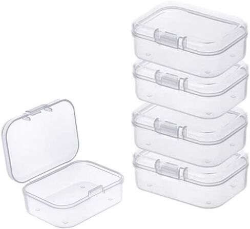 OHAOLYLE 12 قطعة صناديق تخزين مع أغطية خرز صغير حاويات صندوق تخزين بلاستيكية صغيرة مع غطاء قابل للطي صندوق مربع منظم صغير شفاف لجمع العناصر الصغيرة قطع ألعاب المجوهرات والحرف اليدوية in Kuwait