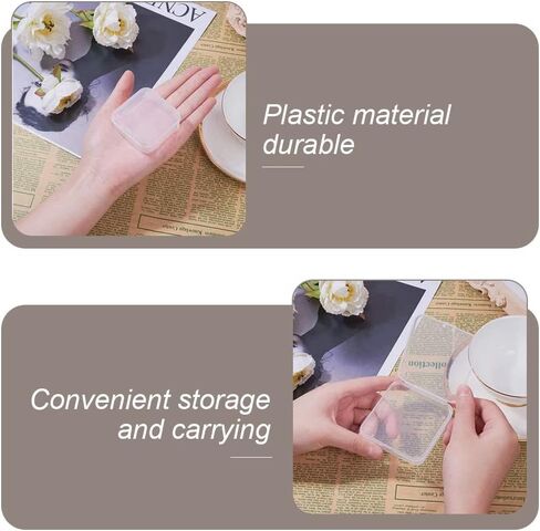 OHAOLYLE 12 قطعة صناديق تخزين مع أغطية خرز صغير حاويات صندوق تخزين بلاستيكية صغيرة مع غطاء قابل للطي صندوق مربع منظم صغير شفاف لجمع العناصر الصغيرة قطع ألعاب المجوهرات والحرف اليدوية in Kuwait