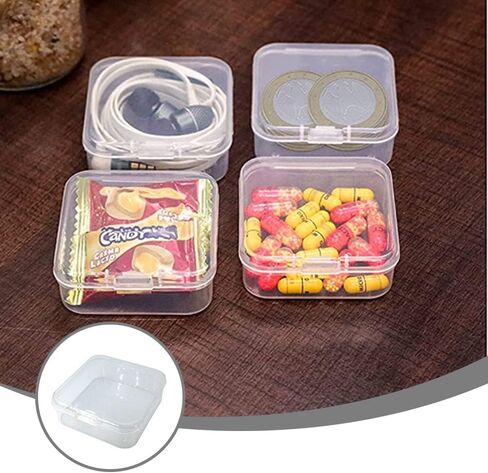 OHAOLYLE 12 قطعة صناديق تخزين مع أغطية خرز صغير حاويات صندوق تخزين بلاستيكية صغيرة مع غطاء قابل للطي صندوق مربع منظم صغير شفاف لجمع العناصر الصغيرة قطع ألعاب المجوهرات والحرف اليدوية in Kuwait