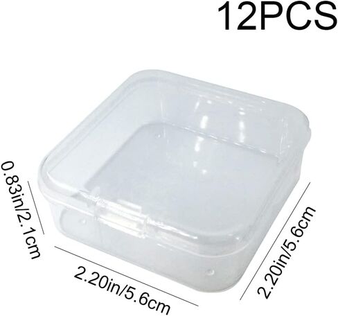 OHAOLYLE 12 قطعة صناديق تخزين مع أغطية خرز صغير حاويات صندوق تخزين بلاستيكية صغيرة مع غطاء قابل للطي صندوق مربع منظم صغير شفاف لجمع العناصر الصغيرة قطع ألعاب المجوهرات والحرف اليدوية in Kuwait