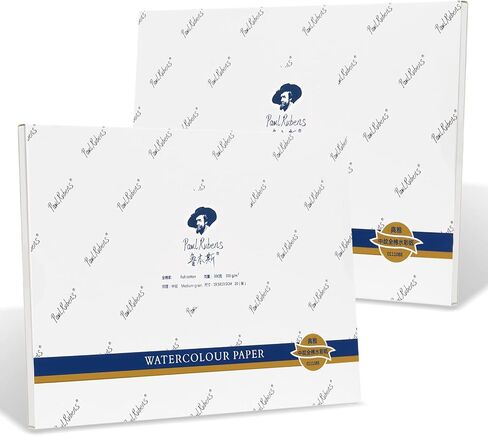 ورق تلوين مائي عالي الجودة بول روبنز للفنانين، ورق رسم خالٍ من الاحماض مضغوط على البارد 7.87 انش × 5.43 انش، 100% قطن 300 غرام لكل متر مربع، 40 ورقة، لوازم فنية للرسم بالألوان المائية للمبتدئين in Kuwait