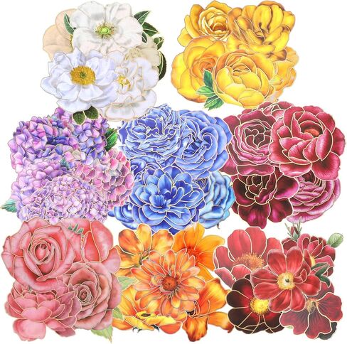 80 جهاز كمبيوتر شخصى ملصقات زهرة كبيرة لسكرابوكينغ، بريق لامعة الأزهار للماء الشارات الزخرفية ذاتية اللصق سكرابوكينغ ملصقات للمجلات غير المرغوب فيه المخططين زجاجات المياه الراتنج ورقة الحرف in Kuwait