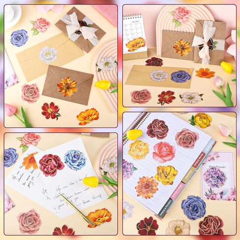 80 جهاز كمبيوتر شخصى ملصقات زهرة كبيرة لسكرابوكينغ، بريق لامعة الأزهار للماء الشارات الزخرفية ذاتية اللصق سكرابوكينغ ملصقات للمجلات غير المرغوب فيه المخططين زجاجات المياه الراتنج ورقة الحرف in Kuwait