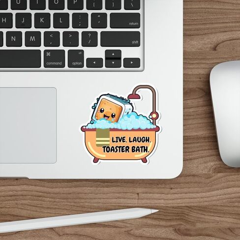 Live Laugh Toaster Bath Sticker Bathroom Humor Decal Vinyl Small Waterproof for Water Bottle Mug Passport Book Scrapbook Notebook Laptop Tumbler Skateboard Computer Phone Size 4" Funny Gift in Saudi Arabia