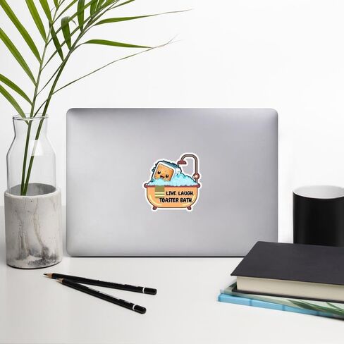 Live Laugh Toaster Bath Sticker Bathroom Humor Decal Vinyl Small Waterproof for Water Bottle Mug Passport Book Scrapbook Notebook Laptop Tumbler Skateboard Computer Phone Size 4" Funny Gift in Saudi Arabia