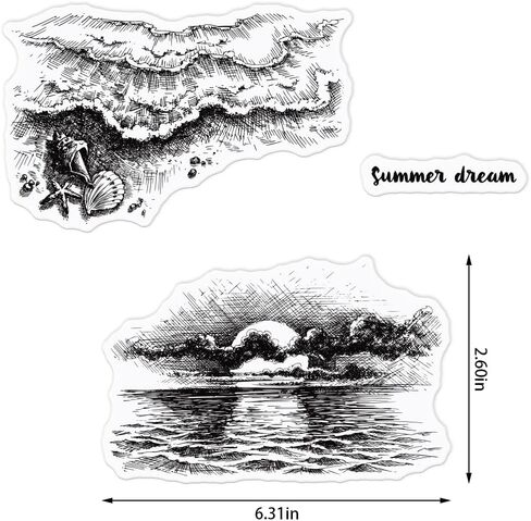 Sea Background Clear Stamps for Card Making and Photo Album Decorations, Sunset Stamps Summer Words Clear Rubber Stamps for Card Making Decoration and DIY Scrapbooking in Saudi Arabia