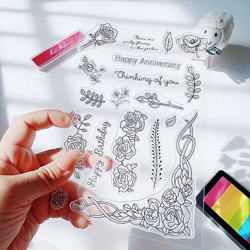 Spring 8pcs Summer Autumn Foliage Leaves Clear Stamps for Card Making Decoration DIY Scrapbooking,Summer Leaf Silicone Transparent Seal Clear Stamps for Embossing Album Decor Craft. in Kuwait