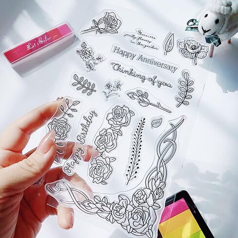 Spring 8pcs Summer Autumn Foliage Leaves Clear Stamps for Card Making Decoration DIY Scrapbooking,Summer Leaf Silicone Transparent Seal Clear Stamps for Embossing Album Decor Craft. in Kuwait