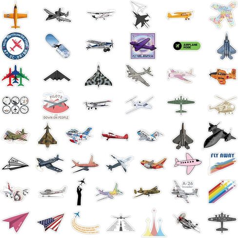 Fly Away Stickers 50pcs Airplane Fighter Space Shuttl Stickers for Kids Teens and Adults Vinyl Waterproof Stickers,Laptop Skateboard Water Bottles Bumper Computer Guitar Decals in Saudi Arabia
