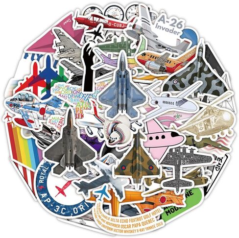 Fly Away Stickers 50pcs Airplane Fighter Space Shuttl Stickers for Kids Teens and Adults Vinyl Waterproof Stickers,Laptop Skateboard Water Bottles Bumper Computer Guitar Decals in Saudi Arabia