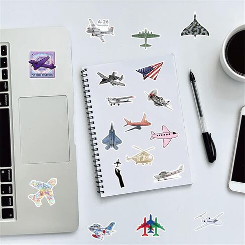 Fly Away Stickers 50pcs Airplane Fighter Space Shuttl Stickers for Kids Teens and Adults Vinyl Waterproof Stickers,Laptop Skateboard Water Bottles Bumper Computer Guitar Decals in Saudi Arabia