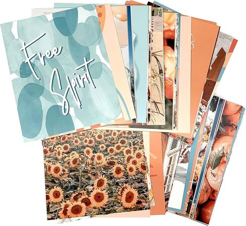 Peach Aesthetic Wall Collage Kit, Room Decor for Teen Girls, Peachy Teal Wall Art Print, Dorm Photo Collection, Boho Posters for Room Aesthetic… (Peach 100 Set) in Kuwait