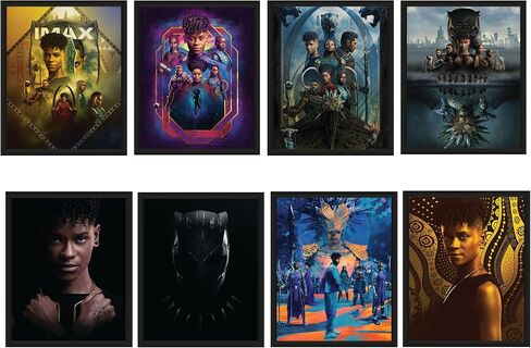 ملصقات بلاك بانثر واكاندا للأبد، مجموعة من 8 ملصقات فيلم ترويجي، ملصق واكاندا للأبد، ملصق بلاك بانثر الثاني، ملصق بلاك بانثر 2022 تكملة من بلاك بانثر (8 × 10) in Kuwait