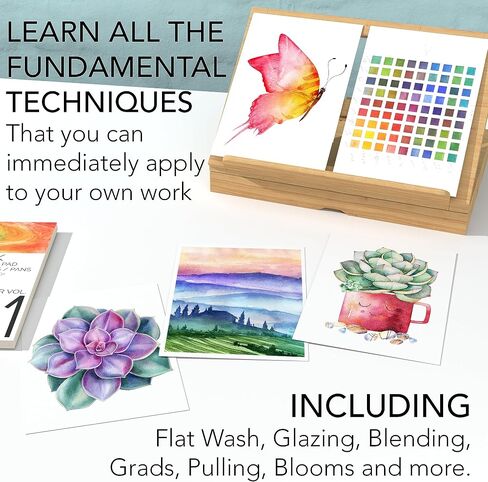 Watercolor Tutorial Pad for Chromatek Online Video Tutorial Course | 25 Sheets | Artists Quality 300gsm Paper | 13 Blank Pages and 12 Art Templates in Kuwait
