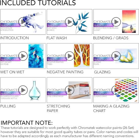 Watercolor Tutorial Pad for Chromatek Online Video Tutorial Course | 25 Sheets | Artists Quality 300gsm Paper | 13 Blank Pages and 12 Art Templates in Kuwait