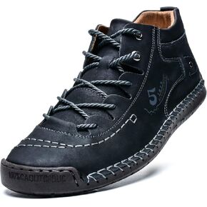 alcubieree Mens Casual Leather Shoes Ankle Chukka Boots Slip On Lightweight Loafers Mid top Walking Driving Shoes for Male